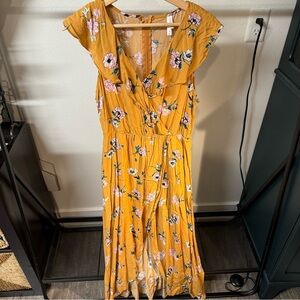 Xhileration Yellow Floral Dress